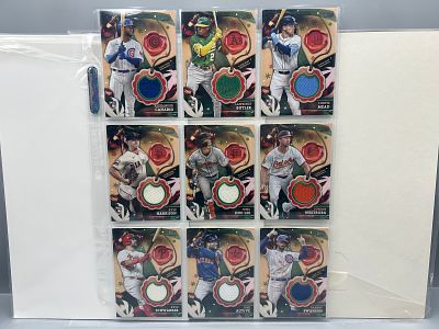 Lot of (9) 2024 Topps Holiday Baseball Relic Cards W/ (6) Rookies