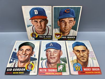 (Lot Of 5) 1953 Topps Baseball Singles - Varying Conditions - #91, #92, #117, #129, #148. (Lot 