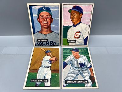 (Lot Of 4) 1951 Bowman Baseball Singles - Varying Conditions - #36, #96, #116, #212. (Lot Of 4) 
