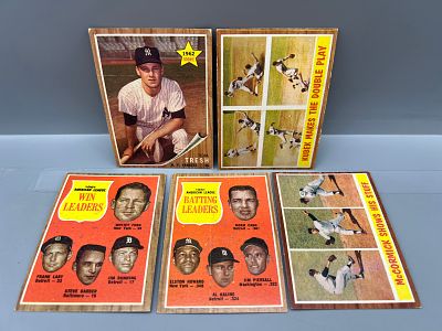 (Lot Of 5) 1962 Topps Baseball W/ HOF & Stars W/ Ford, Kaline, Tresh Rookie - #31, #51, #57 