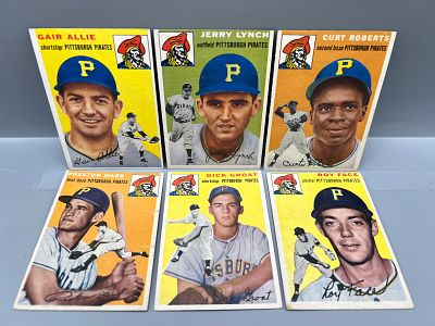 Lot of (6) 1954 Topps Pittsburgh Pirates Baseball Cards - Varying Conditions