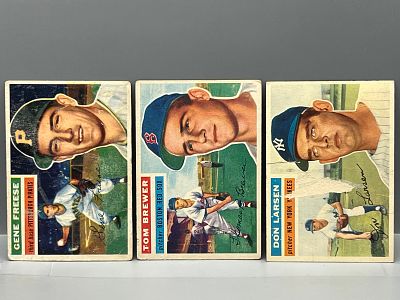 1956 Topps Gene Freese #46, Tom Brewer #34, & Don Larsen #332