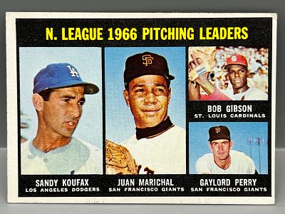 1967 Topps NL Victory Leaders Koufax/Marichal/Gibson/Perry #236