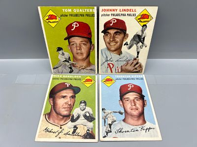 Lot of (4) 1954 Topps Philadelphia Phillies Baseball Cards - Varying Conditions