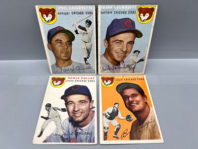 Lot of (4) 1954 Topps Chicago Cubs Baseball Cards - Varying Conditions