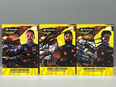 Lot of (3) 2024 Kubota Racing Highlights In Person Autographed Cards - Chris Windom, James 