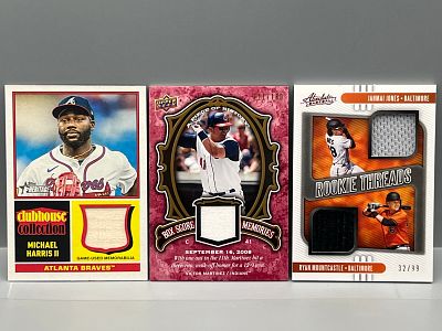 Lot of (3) Assorted Modern Baseball Relic Cards - Michael Harris, Victor Martinez, & Ryan 