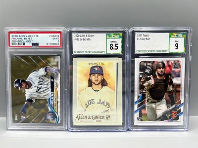 Lot of (3) Assorted Modern Baseball Slabbed Rookie Cards - Bo Bichette, Joey Bart, Franmil Reyes