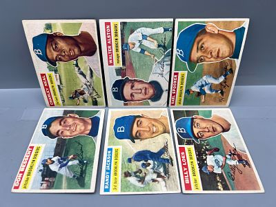 (Lot Of 6) 1956 Topps Baseball - Brooklyn Dodgers Singles W/ Walter Alston - #8, #83, #184 
