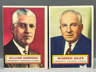 1956 Topps Baseball - #1 W. Harridge & #2 W. Giles