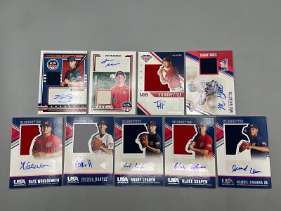 Lot of (9) Team USA Baseball Autographed Cards - Various Years & Age Groups