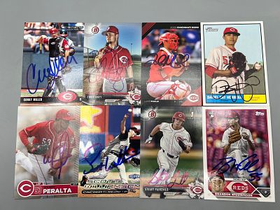 Lot of (8) Assorted Cincinnati Reds Baseball In Person Autographed Cards - No COAs - Autographs 