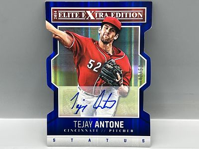 2014 Panini Elite Extra Edition Tejay Antone Blue Status Die Cut Prospect/RC Auto #/50