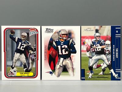 Lot of (3) Tom Brady Football Cards - Varying Conditions