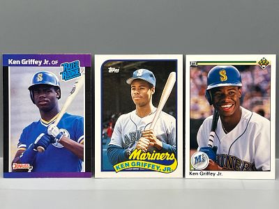 1989 Donruss Ken Griffey Jr. RC #33, 1989 Topps Traded RC #41T, & 1990 Upper Deck 2nd Year #156