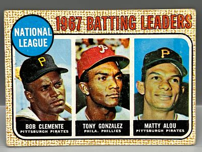 1968 Topps NL Batting Leaders Roberto Clemente/Gonzalez/Alou #1