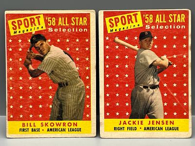 1958 Topps Bill Skowron All Star #477 & Jackie Jensen All Star #489
