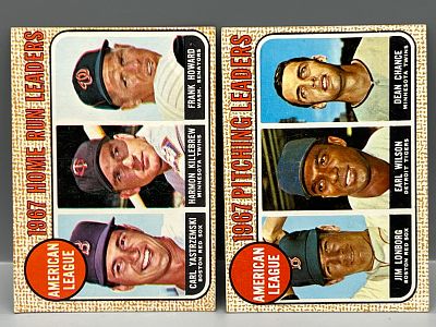 1968 Topps AL Home Run Leaders Yastrzezmski/Killebrew/Howard #6 & AL Pitching Leaders 