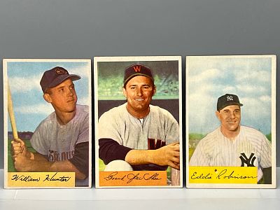 1954 Bowman Bill Hunter #5, Frank Shea #104, & Eddie Robinson #193