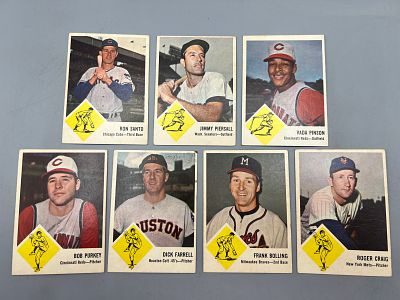 (7) 1963 Fleer Baseball Cards W/ Stars - Varying Conditions - Ron Santo