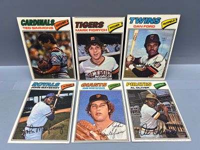 (6) 1977 Topps Cloth Baseball Stickers W/ Mark Fidrych RC