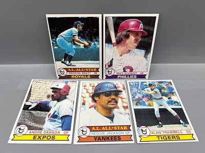 (5) 1979 Topps Baseball Star Player Cards - Varying Conditions