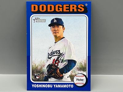 2024 Topps Heritage Yoshinobu Yamamoto Blue Border Parallel RC #553