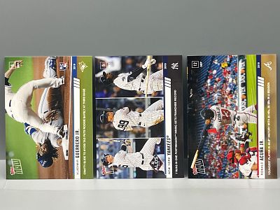 (3) 2019 Topps Now Baseball Cards W/ Vladimir Guerrero Jr. RC, Aaron Judge, & Ronald Acuna Jr.