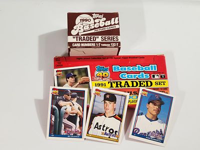 1990 & 1991 Topps Traded Set Pair. Rookies of Dave Justice, Jeff Bagwell, Jason Giambi, Ivan 