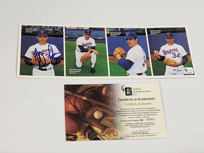 1991 Mother's Cookies Nolan Ryan Autographed Uncut 300 Win Set. GAI Certified, Hand Numbered 191/300