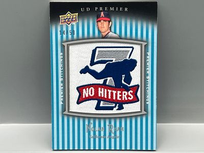 2008 Upper Deck Premier Nolan Ryan 7 No Hitters Commemorative Manufactured Premier Stitchings 