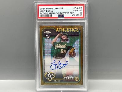 2024 Topps Chrome Joey Estes Gold Wave RC Refractor Auto #/50 PSA Gem Mint 10