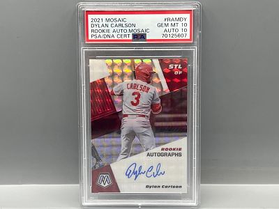 2021 Panini Mosaic Dylan Carlson RC Auto PSA Gem Mint 10 W/ 10 Auto