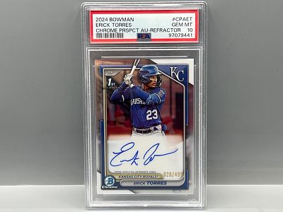 2024 Bowman Chrome Erick Torres 1st Bowman Refractor RC Auto #/499 PSA Gem Mint 10