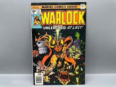 Marvel Comics Warlock #15 Comic Book, 1st Thanos Origin and Gamora Cover, 1976