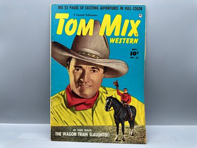 Fawcett Publications Tom Mix Western #33, Wagon Train Slaughter Story, 1950