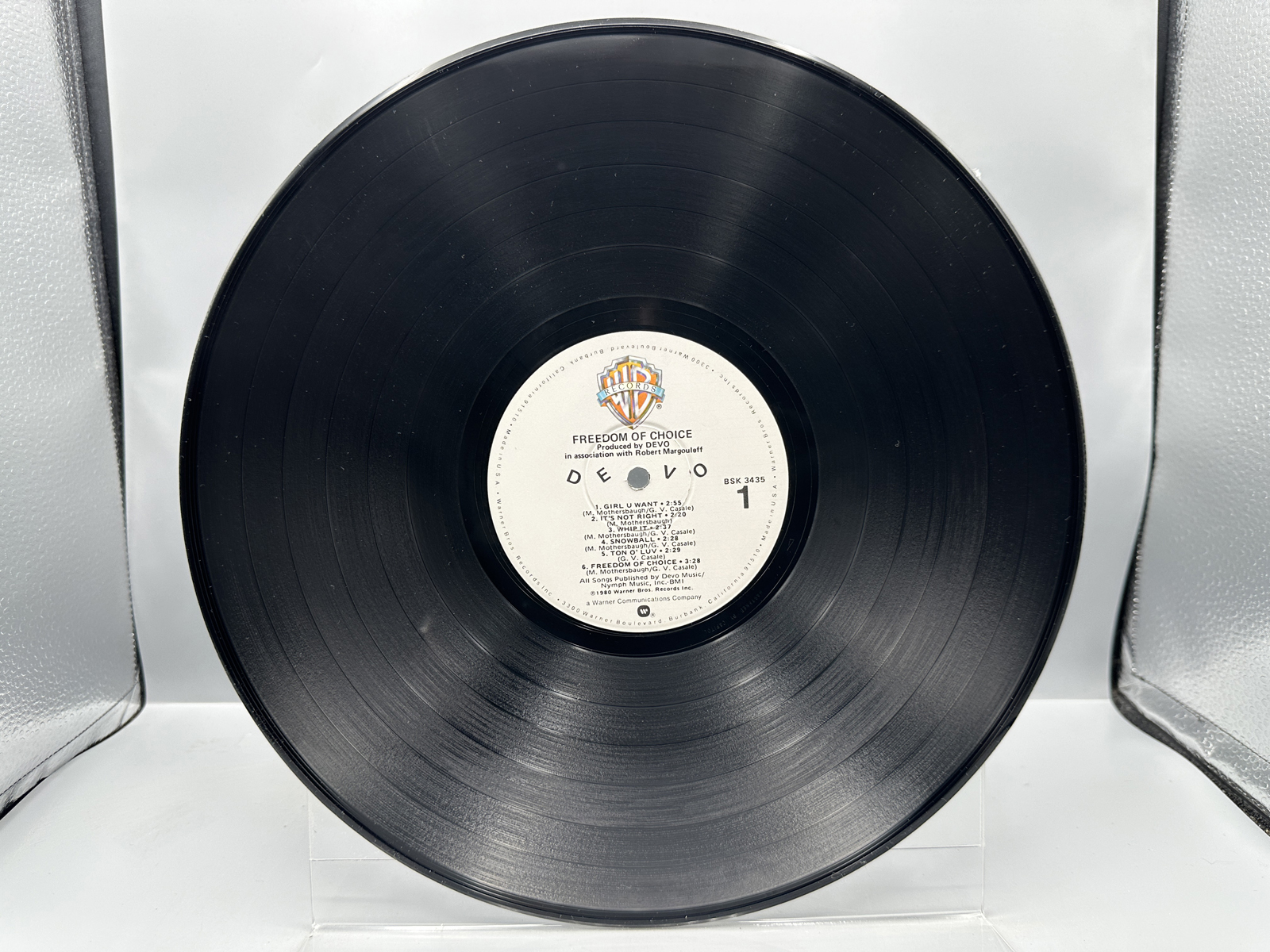 Devo: Freedom Of Choice (1980), printed inner sleeve with credits & Devo catalog/fan club info