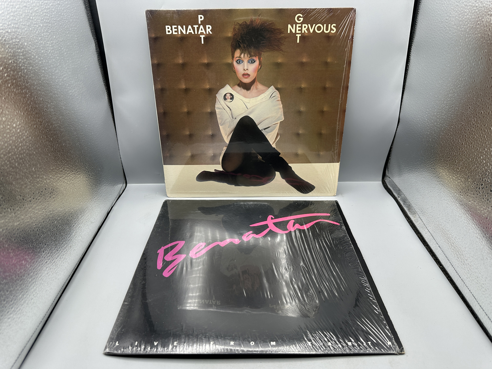 Pat Benatar (2 LP Lot): Get Nervous (1983), reissue; and Live From Earth (1983). Both LPs in original shrinkwrap.