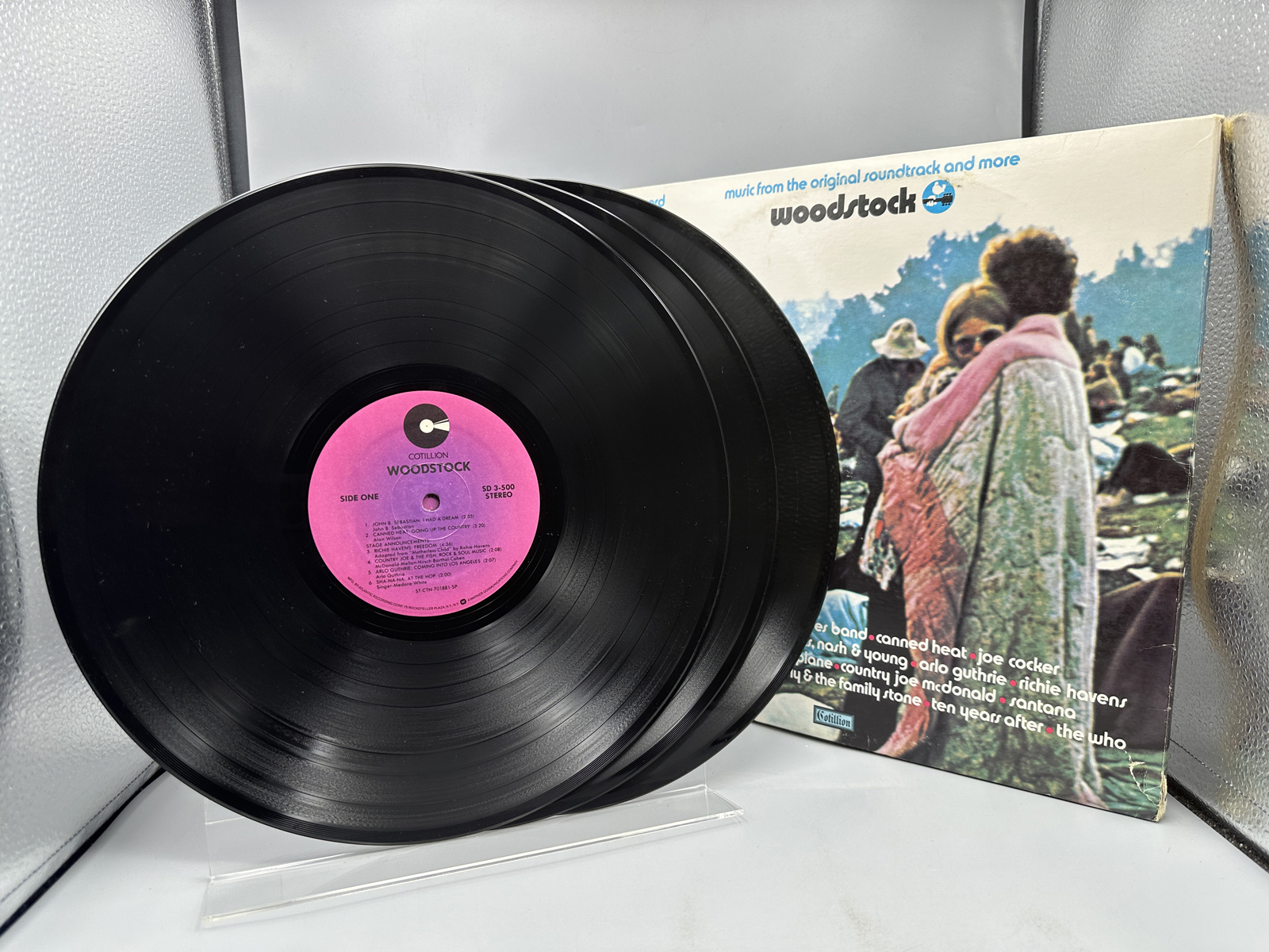 Woodstock - Music From The Original Soundtrack (1977), reissue, gatefold-over cover, 3 LPs