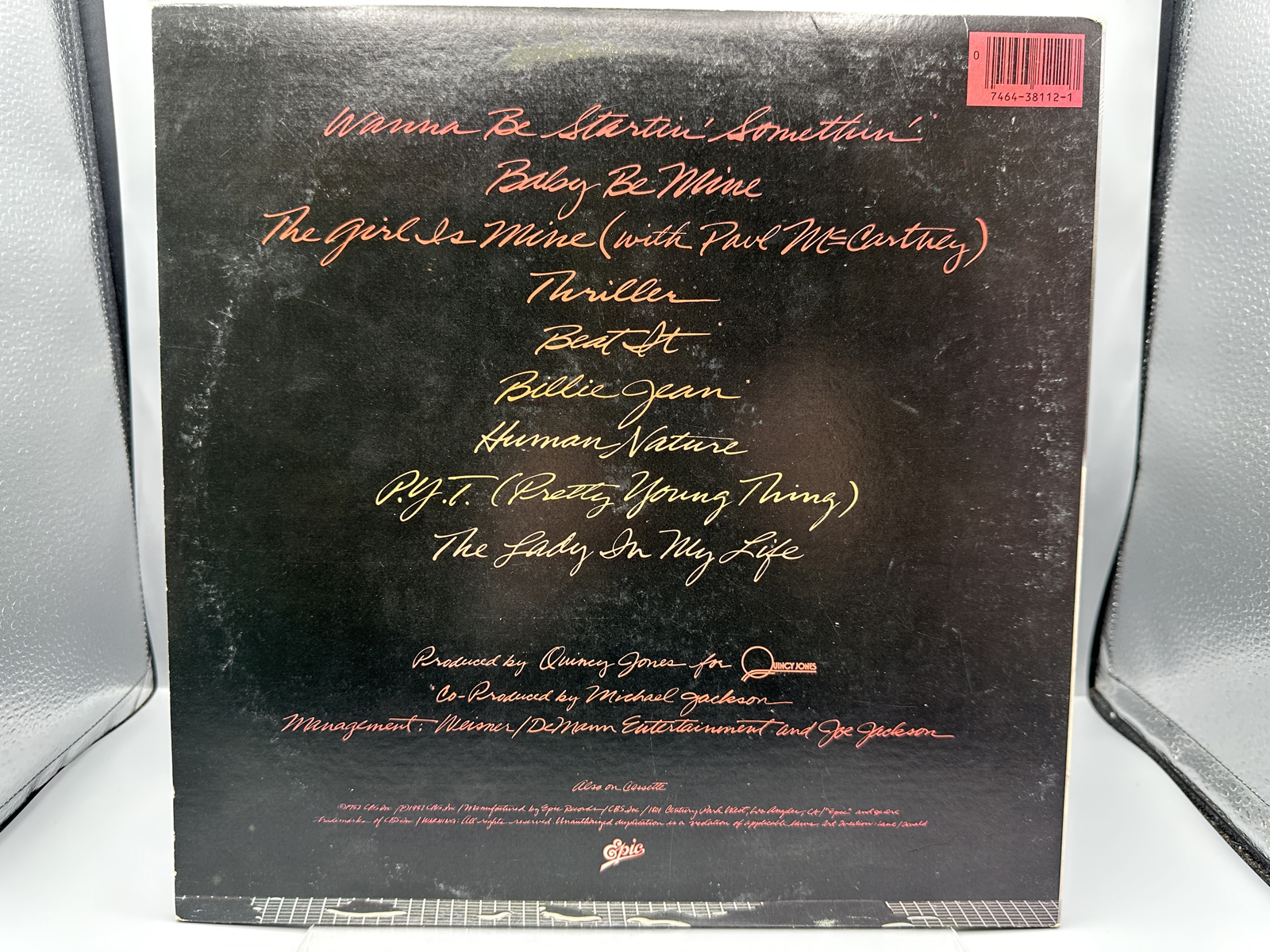 1982 Epic Records Michael Jackson Thriller Vinyl Album W/ Co Producer Credits - QE 38112