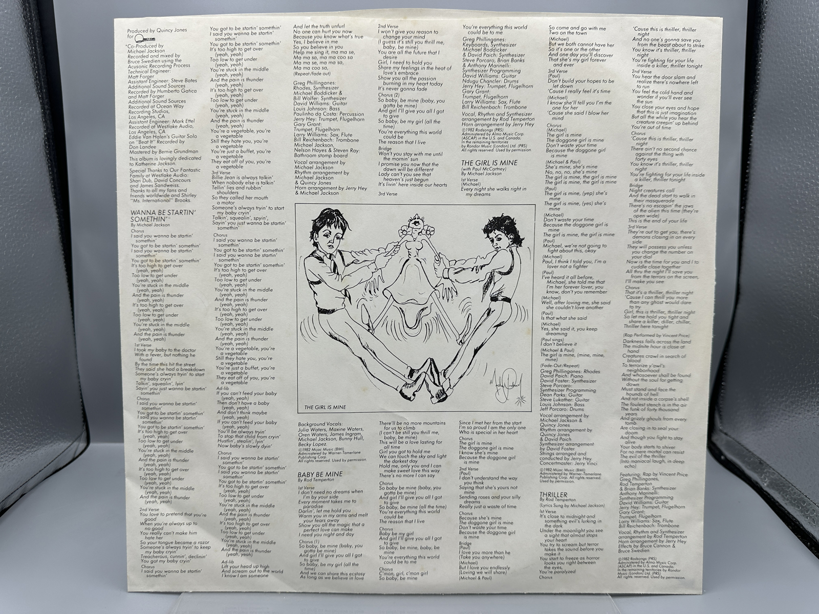 1982 Epic Records Michael Jackson Thriller Vinyl Album W/ Co Producer Credits - QE 38112