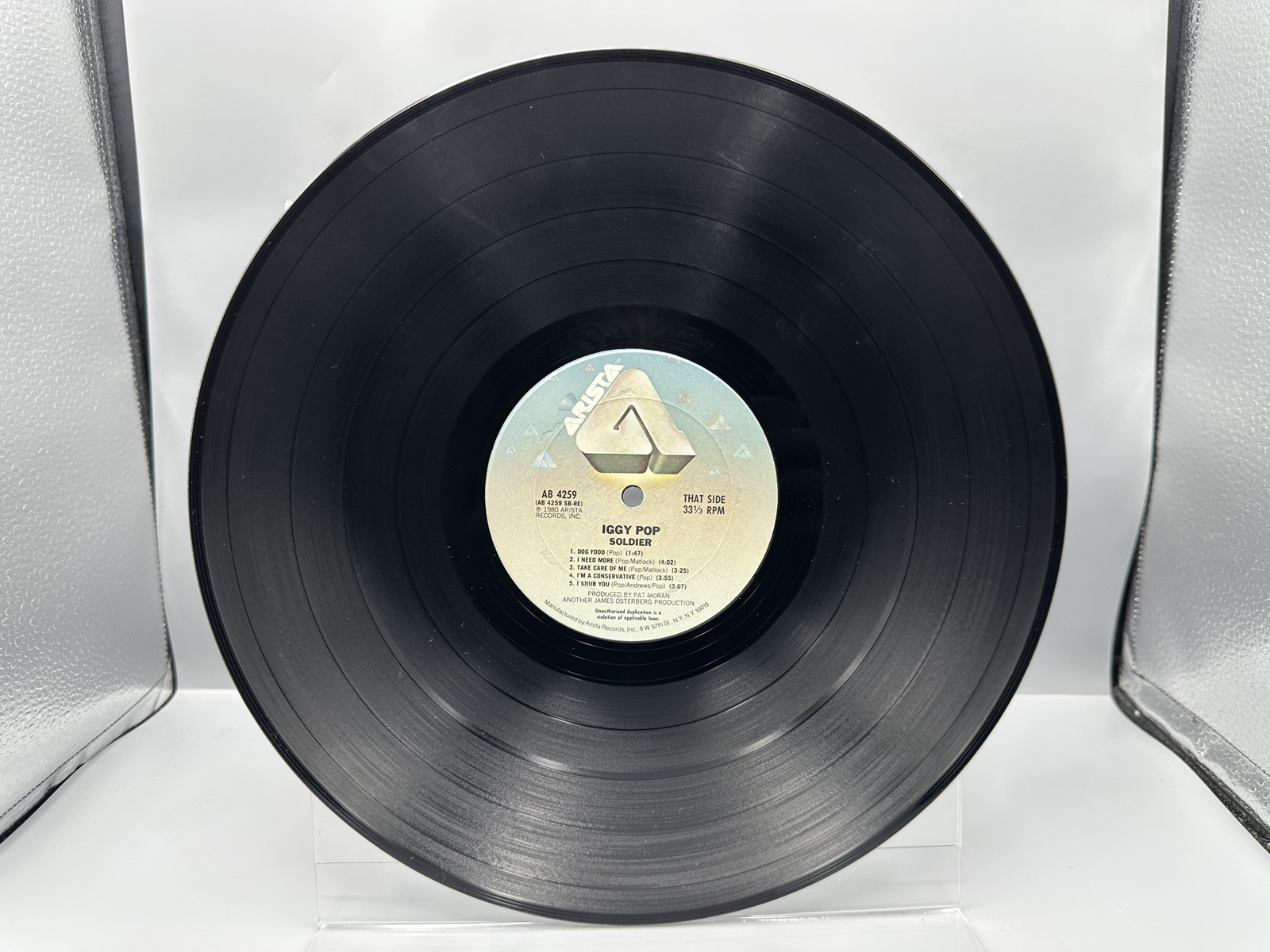 1980 Arista Records Iggy Pop Soldier Vinyl Album - AB 4259