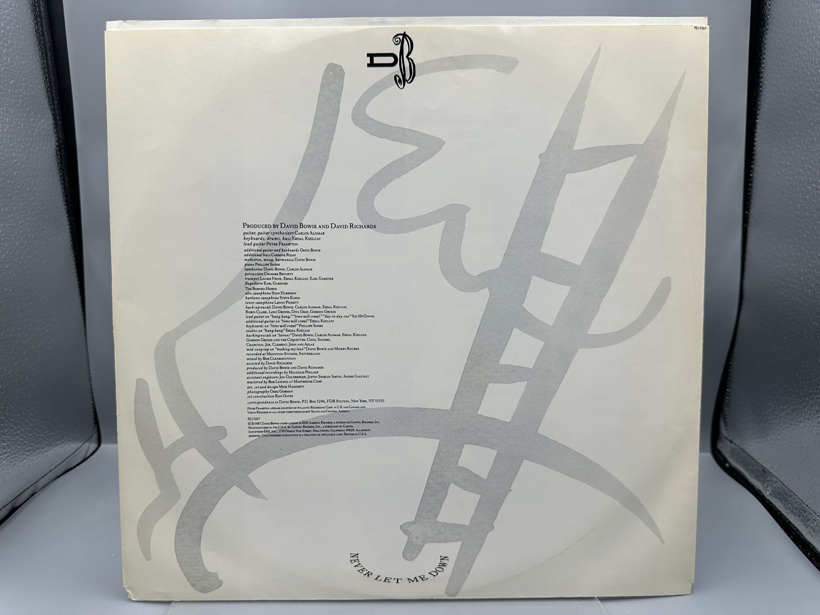 1987 EMI America Records David Bowie Never Let Me Down Vinyl Album - PJ-17267