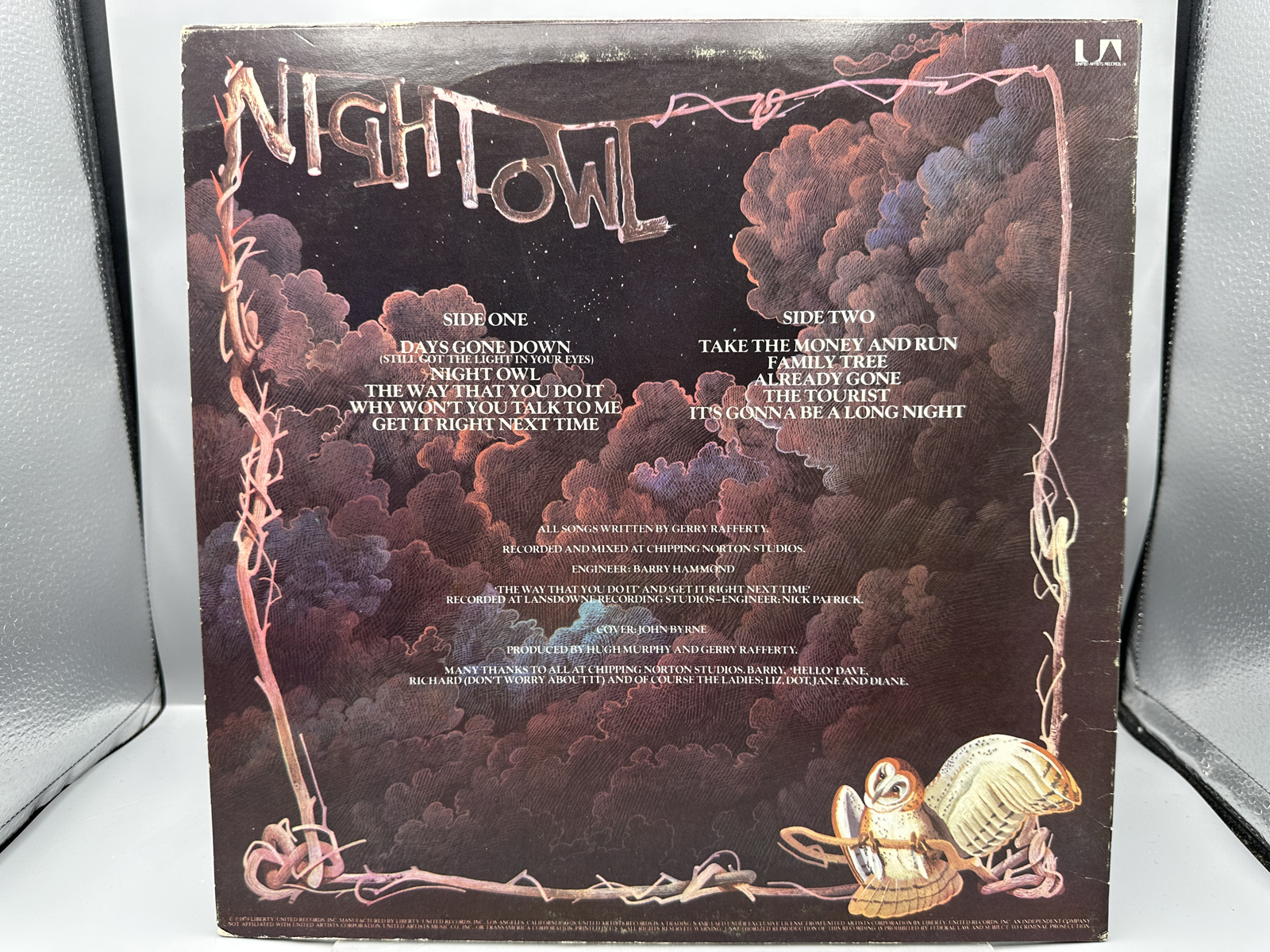 1979 United Artists Records Gerry Rafferty Night Owl Vinyl Album - UA-LA958-I