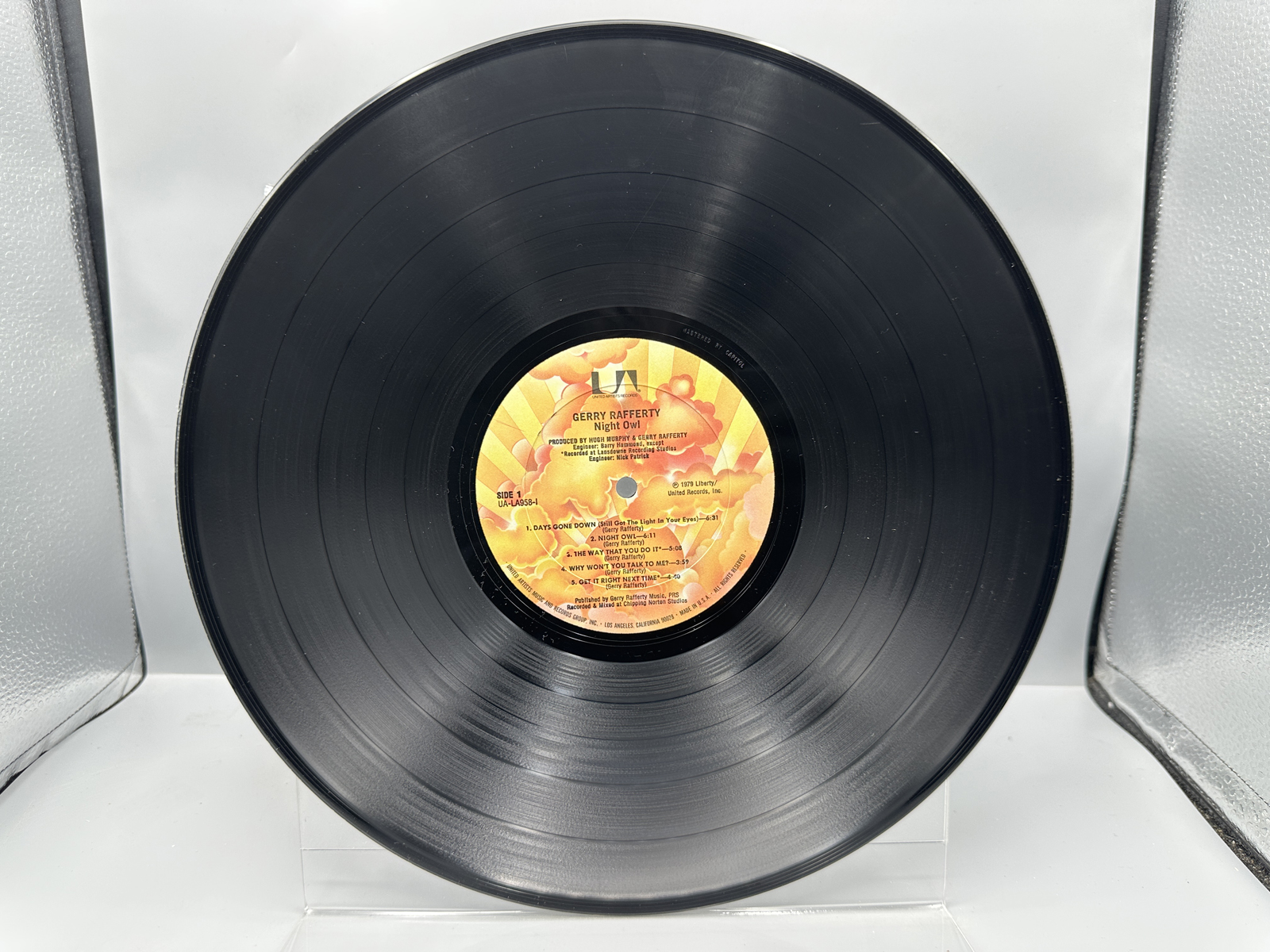 1979 United Artists Records Gerry Rafferty Night Owl Vinyl Album - UA-LA958-I