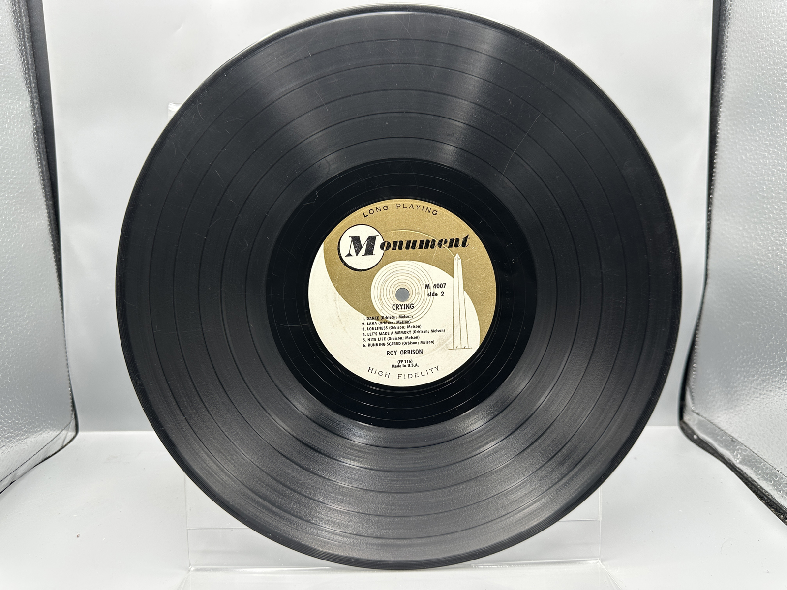 1962 Monument Records Roy Orbison Crying Vinyl Album - M 4007