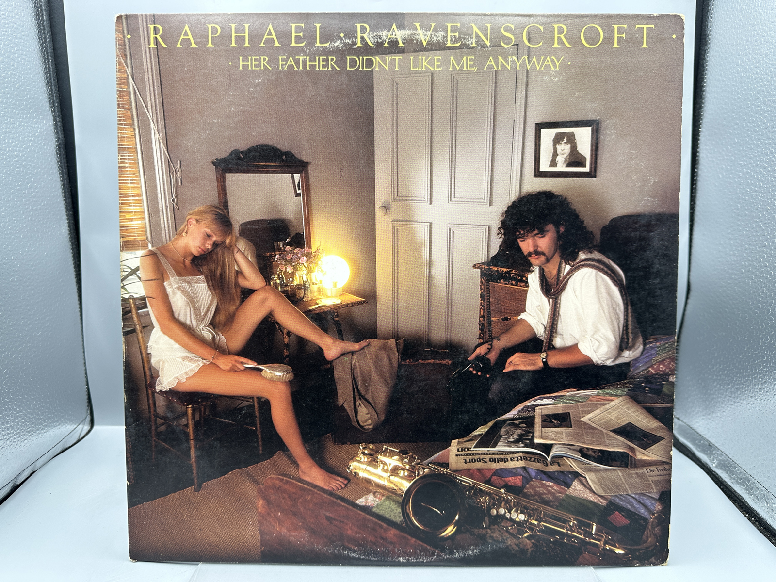 Raphael Ravenscroft: Her Father Didn't Like Me, Anyway (1979), white label promo, promo sticker & stamp on back cover