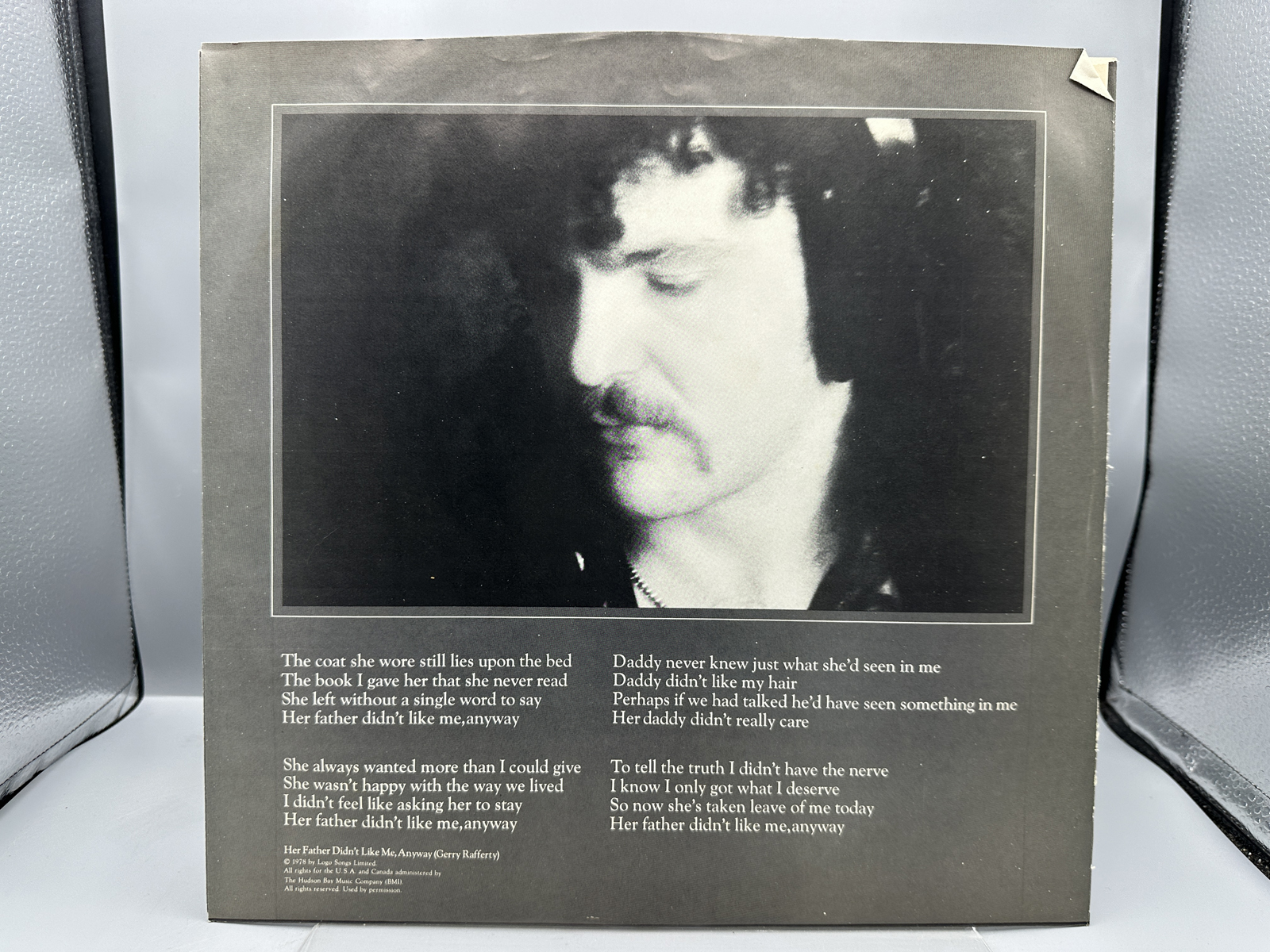 Raphael Ravenscroft: Her Father Didn't Like Me, Anyway (1979), white label promo, promo sticker & stamp on back cover