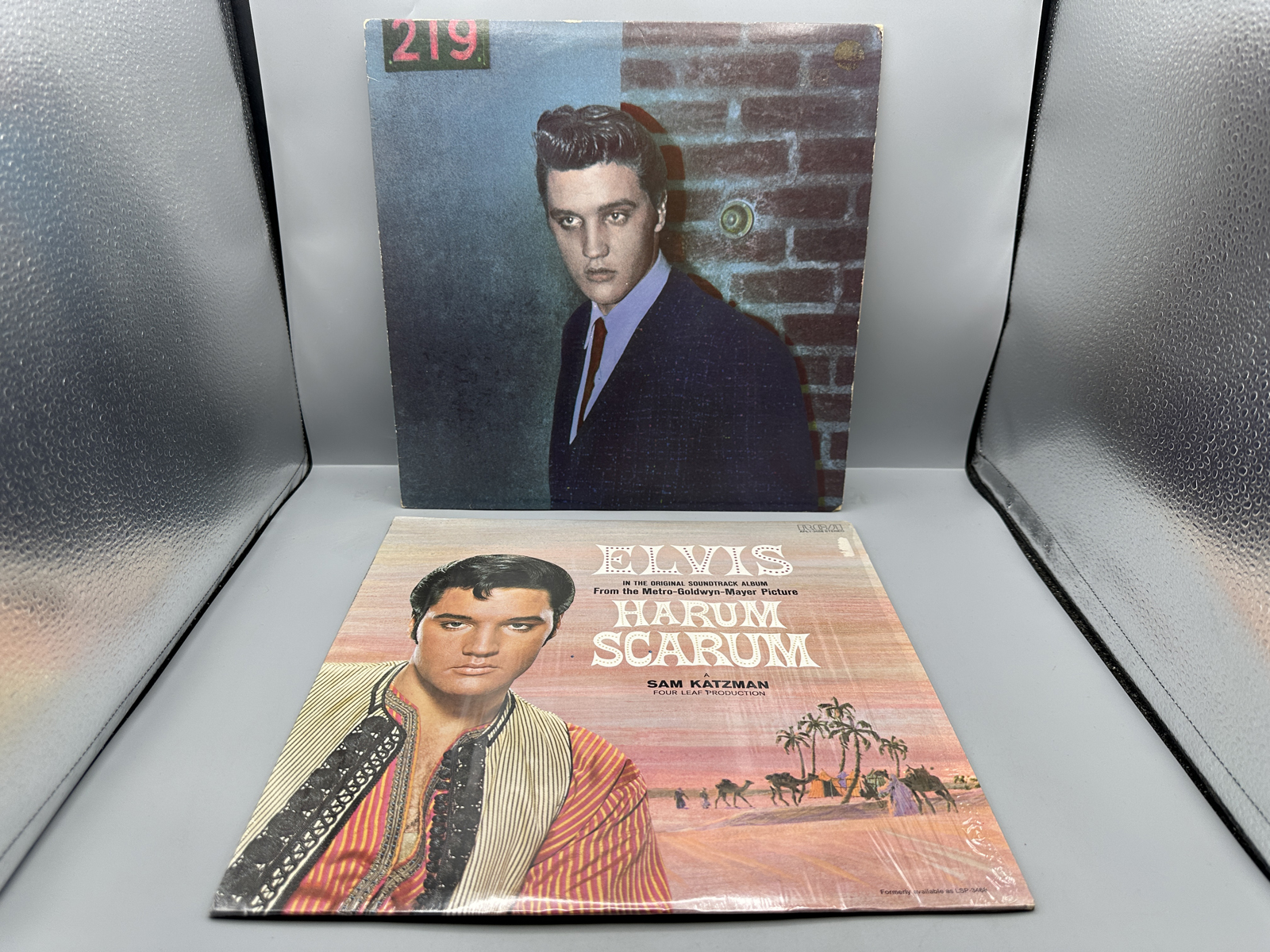 Elvis Presley (2 LP Lot): Reconsider Baby (1985), 50th Anniversary label, blue vinyl; and Harum Scarum - Original Soundtrack Album (1977), r