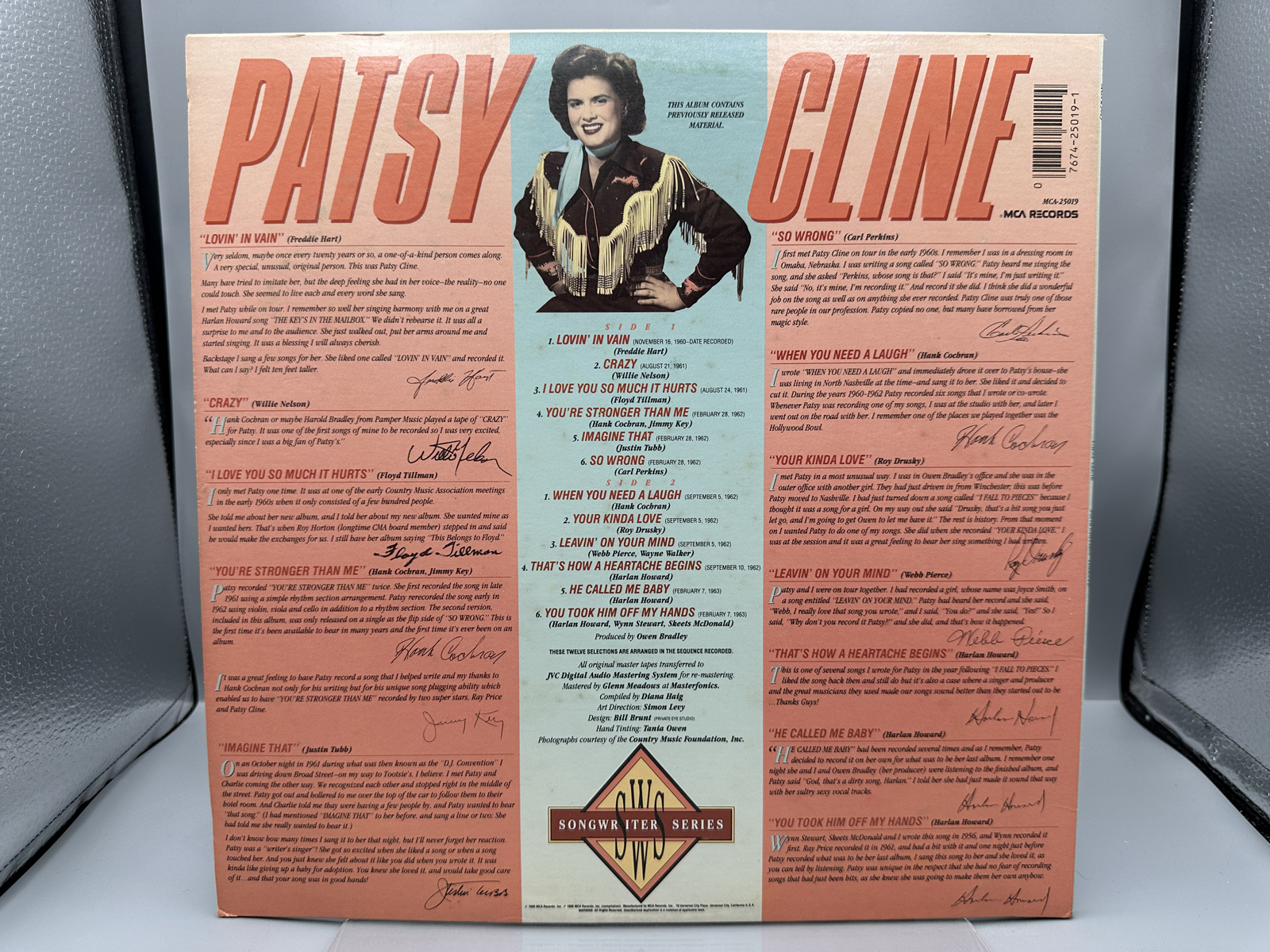 1986 MCA Records Patsy Cline Songwriters' Tribute Vinyl Album - MCA-25019